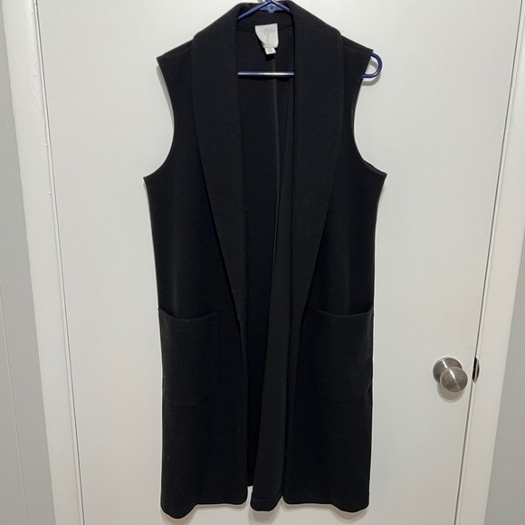 Joie Jackets & Blazers - Joie Women's Black Midi Vest Open Front Duster Cardigan Sleeveless Black Sz L